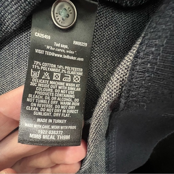 Ted Baker Collar Sweater Pullover Button 100% Cotton Navy Blue Size 5 (XL) - Picture 5 of 9